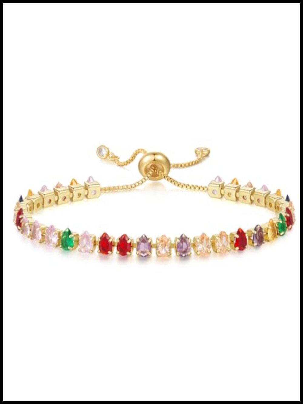 14K Gold Plated CZ Adjustable Tennis Bracelet Trendy Jewelry Gift